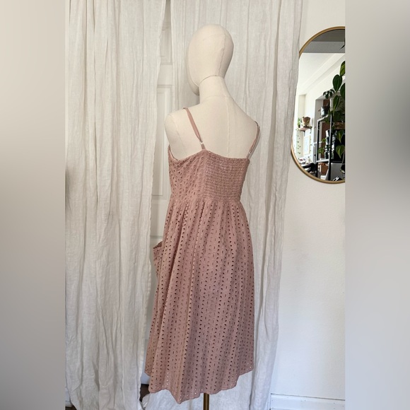 Mauve pink/ tan Buttoned Midi Sundress - Picture 4 of 8